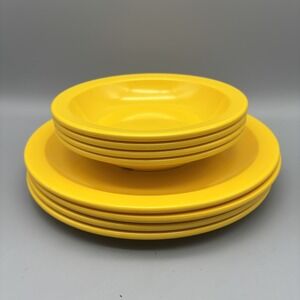 Vintage Texas Ware Melamine Melmac Yellow Dinner Plates #139 (4) And Bowls (4)